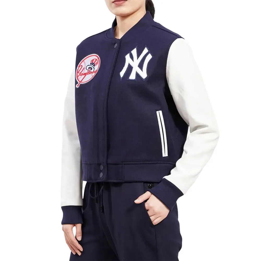New York Yankees Navy and White Varsity Jacket For Men and Women