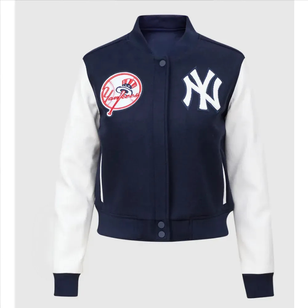 New York Yankees Navy and White Varsity Jacket For Men and Women