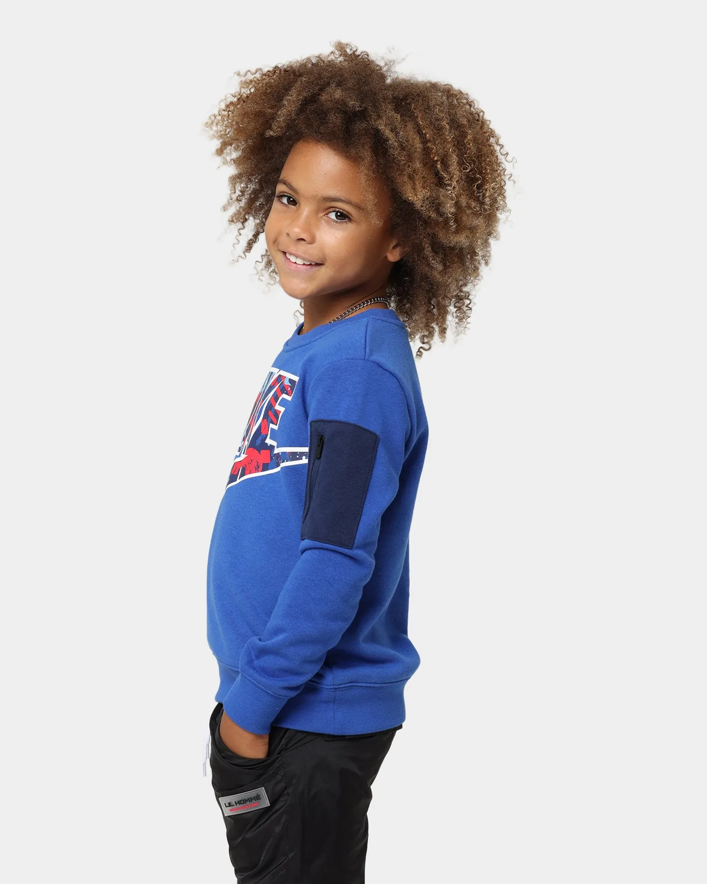 Nike Kids' Sportswear Thrill Zip Pocket Crewneck Game Royal Blue