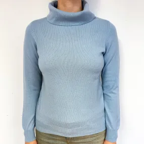 Pale Blue Cashmere Funnel Neck Jumper Small