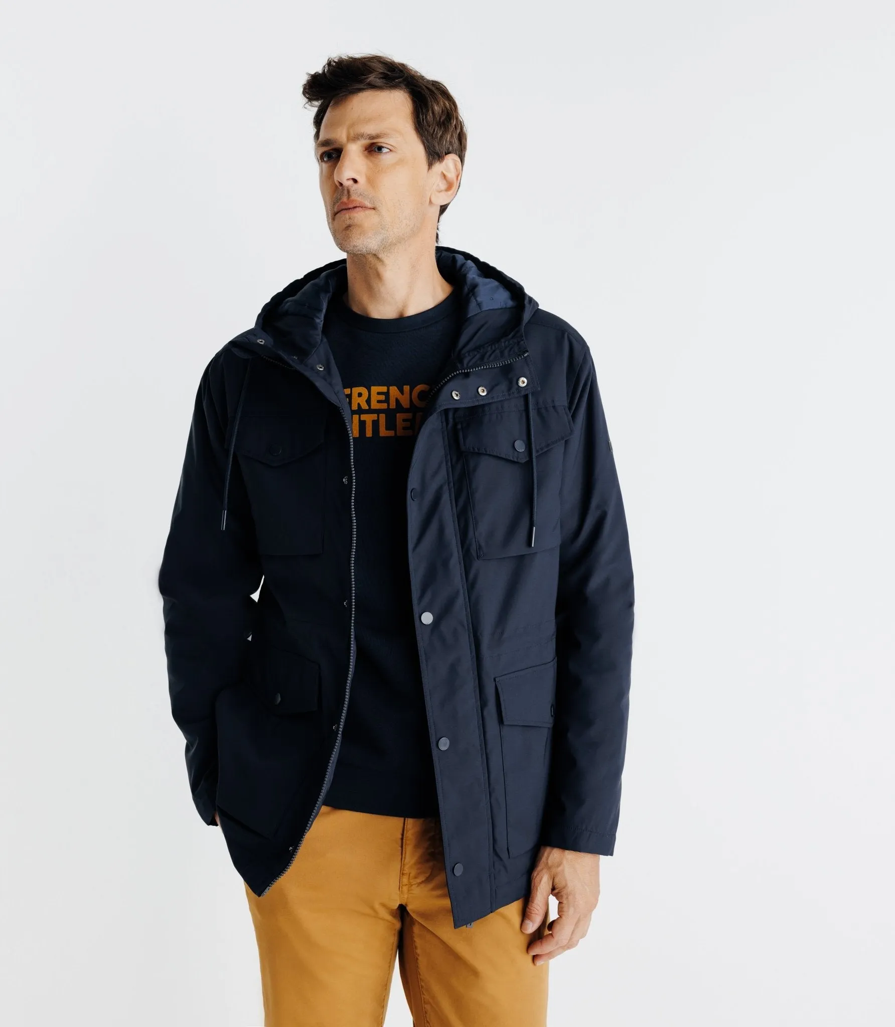 Parka avec capuche marine