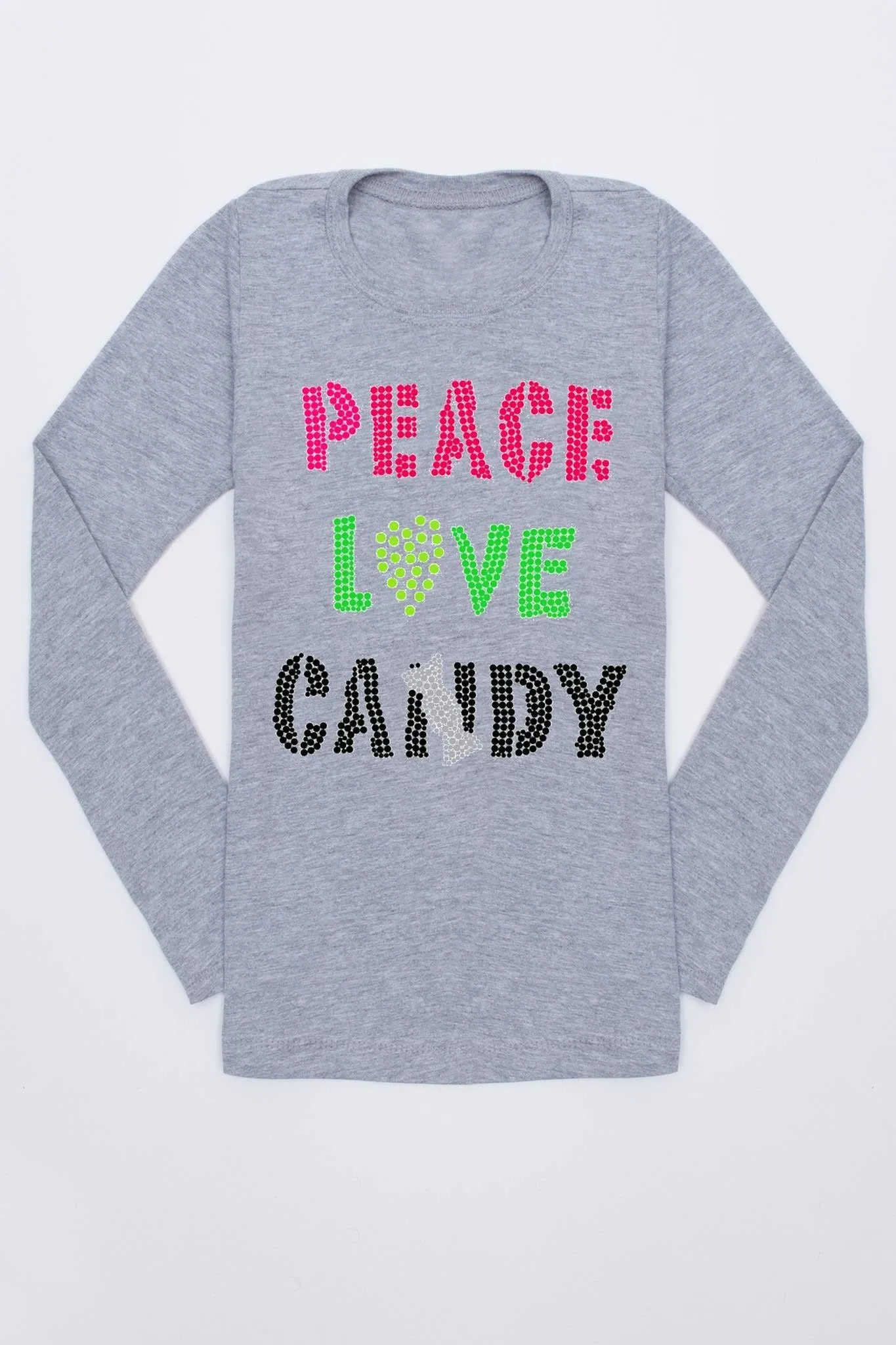 PEACE LOVE CANDY Cute Long Sleeve Tee - Girls