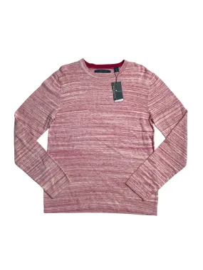 Perry Ellis Men's Space Dyed Crewneck Long Sleeve Sweater Sangria Pink Large