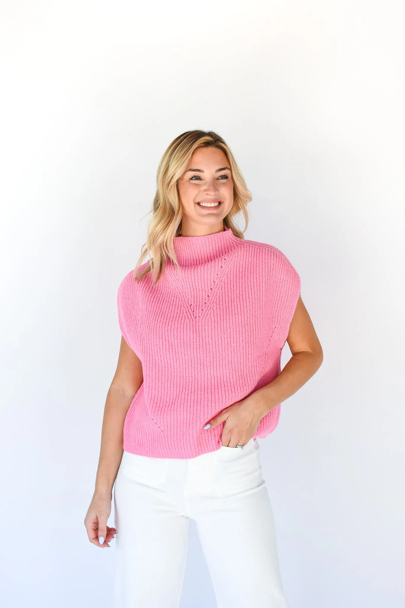Pinker Bell Turtleneck Ribbed Vest