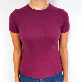 Plum Pink Cashmere Short Sleeved Jumper Small