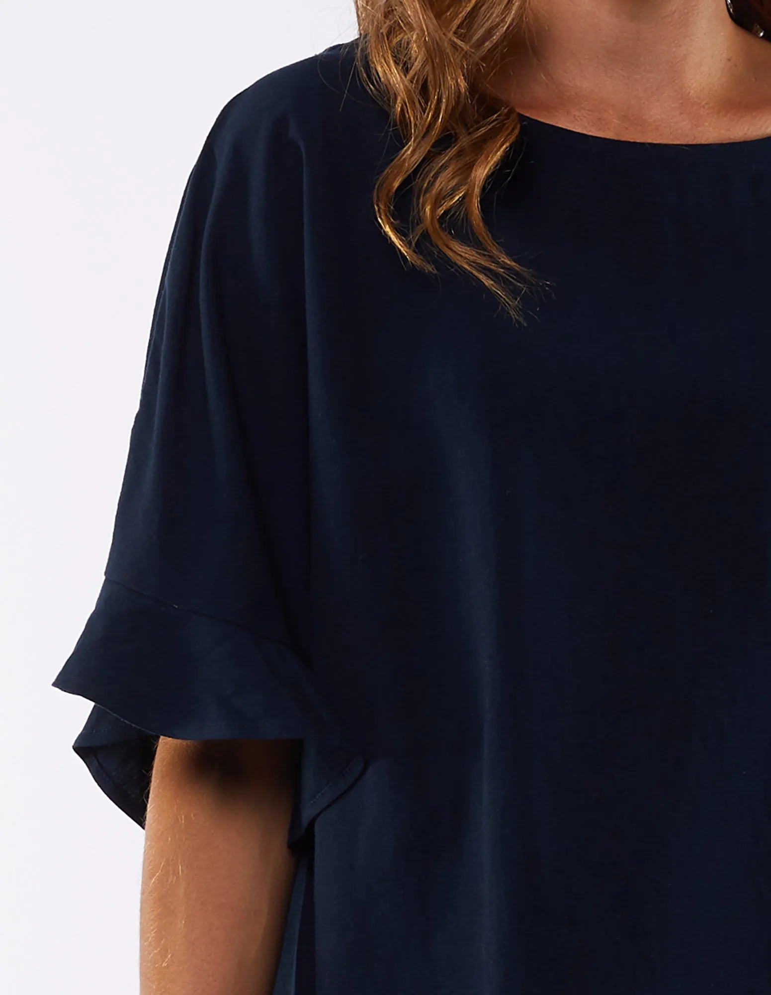Plus Size Linen Miranda Top - Navy