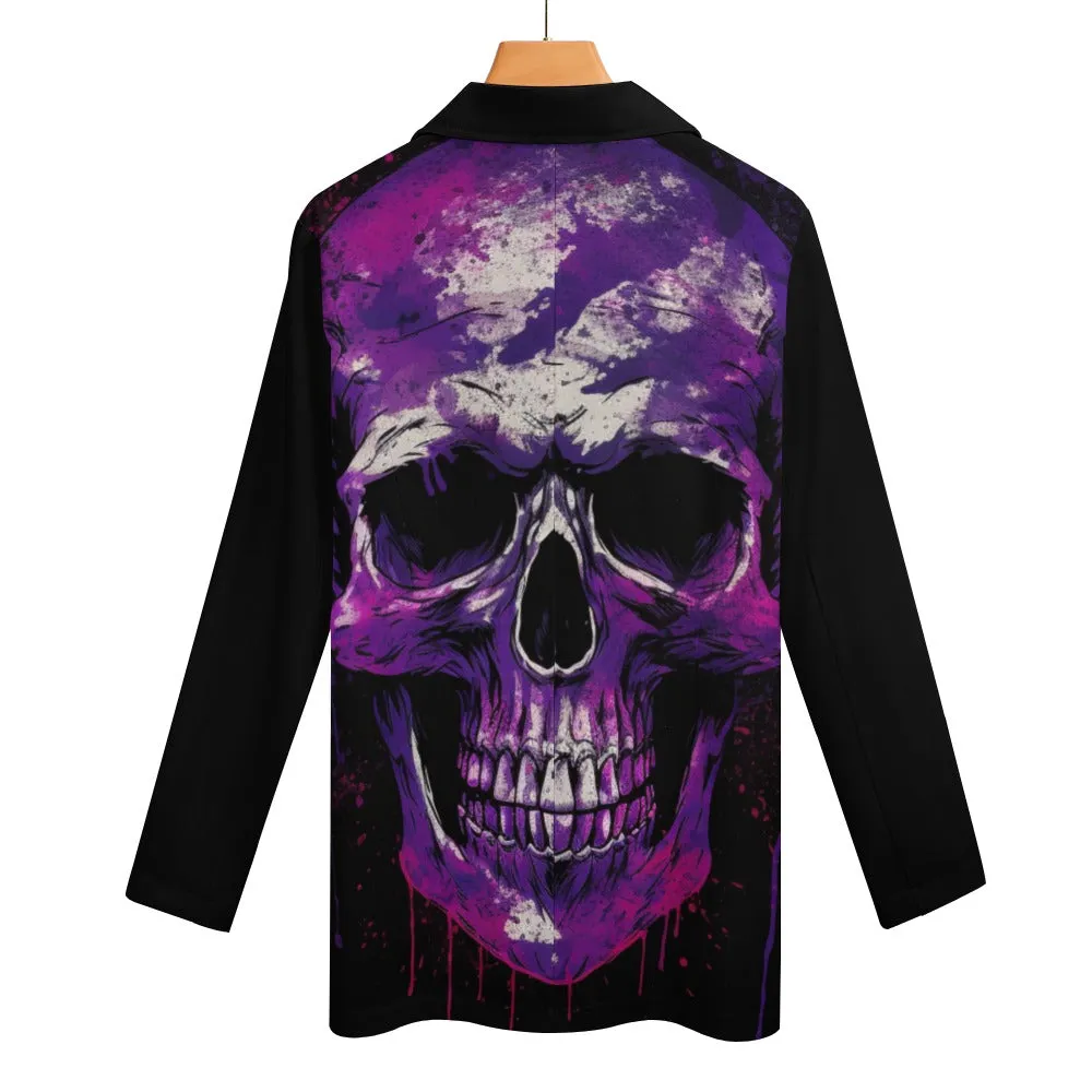 Purple Splatter Skull Casual Suit Jacket