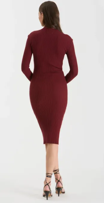 Red Fitted Long Sleeve Dress