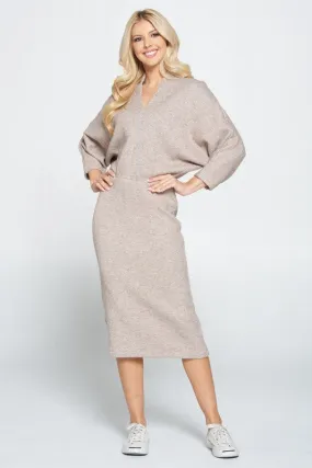 RENEE C. Sweater Knit Dolman Sleeve Midi Dress