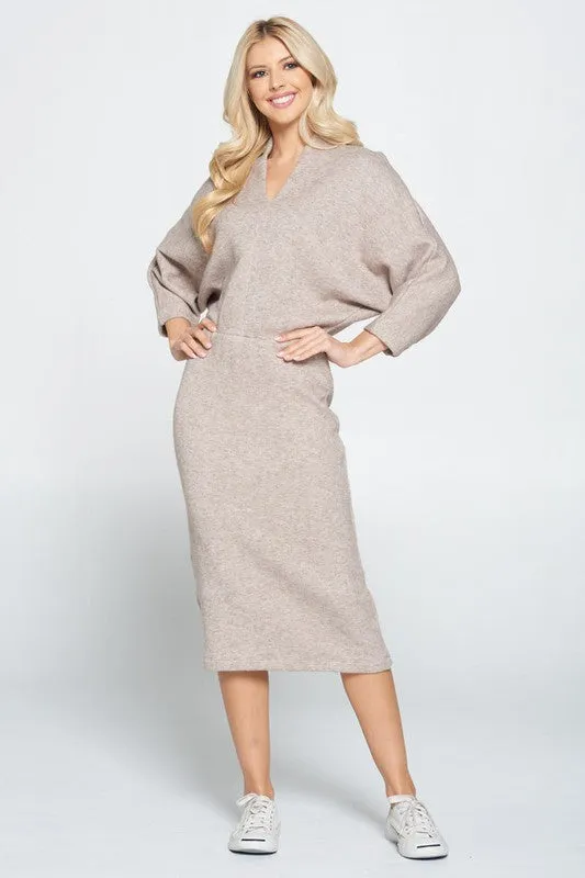 RENEE C. Sweater Knit Dolman Sleeve Midi Dress