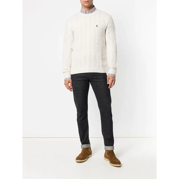 RL Cable Knit Cotton Sweater Off White