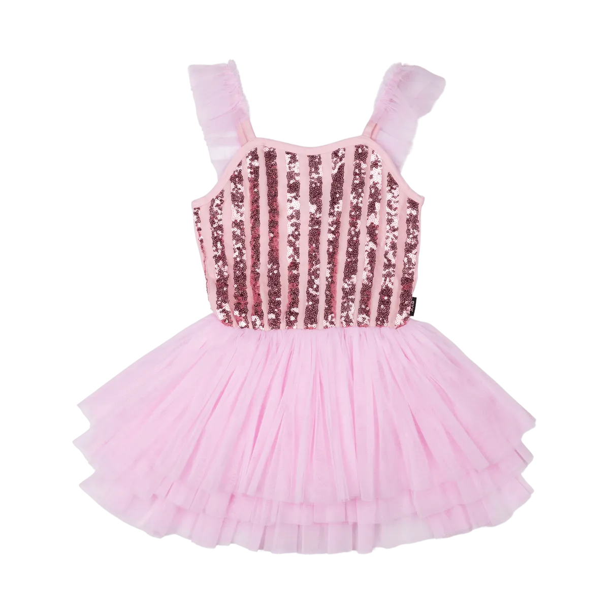 ROCK YOUR BABY PINK STRIPE SEQUIN TULLE LEOTARD DRESS