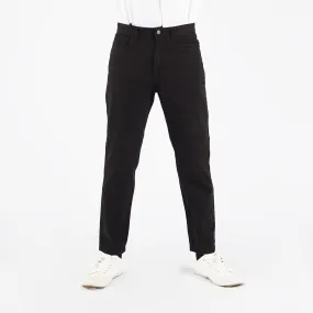 RRJ Ladies' Basic Denim Mid Waist Pants Straight cut fitting Trendy fashion Mom Boy Friend Jeans Casual Bottoms Black Pants for Women's 146108-U (Black)