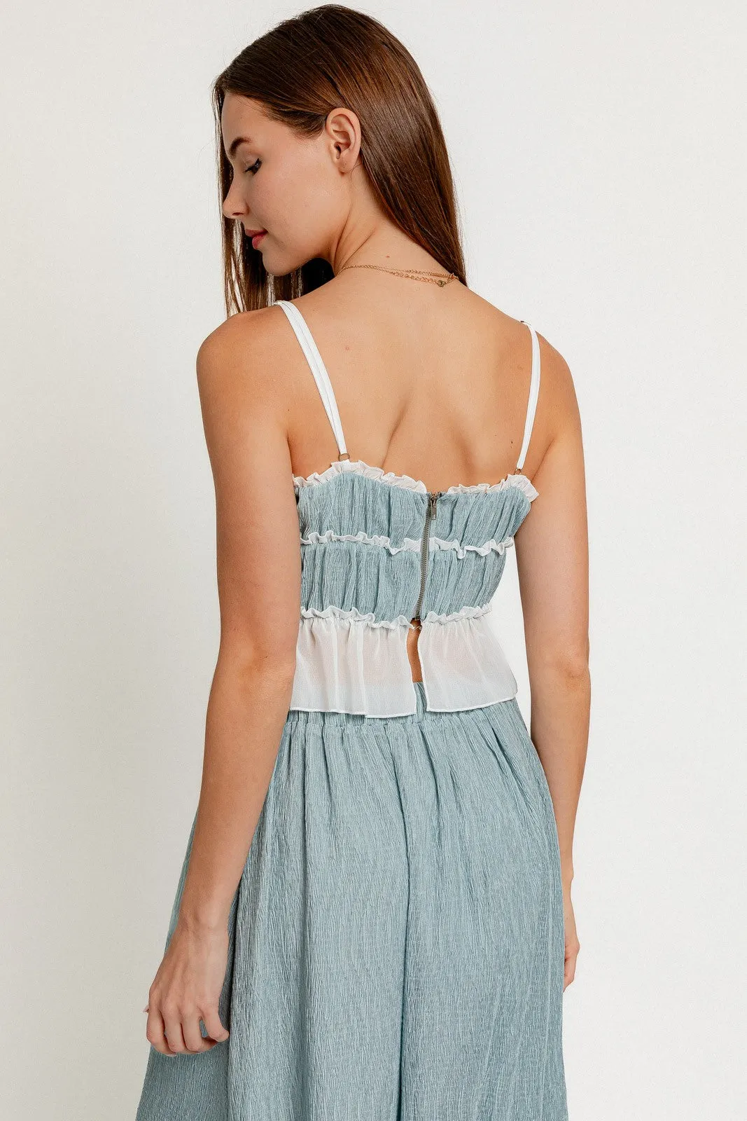 Ruffle Layer Detail Sheer Top