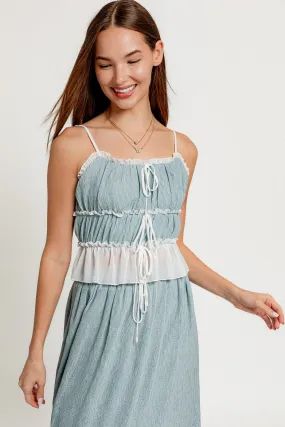 Ruffle Layer Detail Sheer Top
