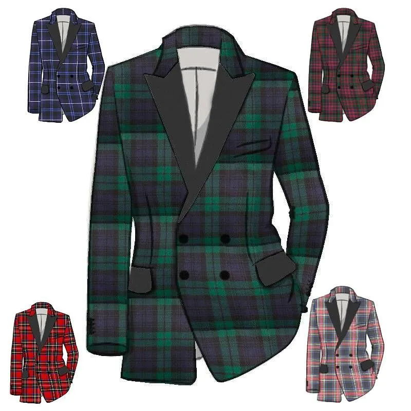 Scottish Men's Tartan Wool Double-breasted Jacket