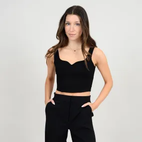 SEDOND SKIN BY RD STYLE  WOMEN'S SWAN SWEETHEART CROPPED TANK TOP-BLACK