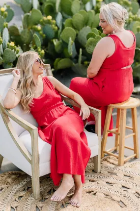 Seeing Red Open Back Midi Dress