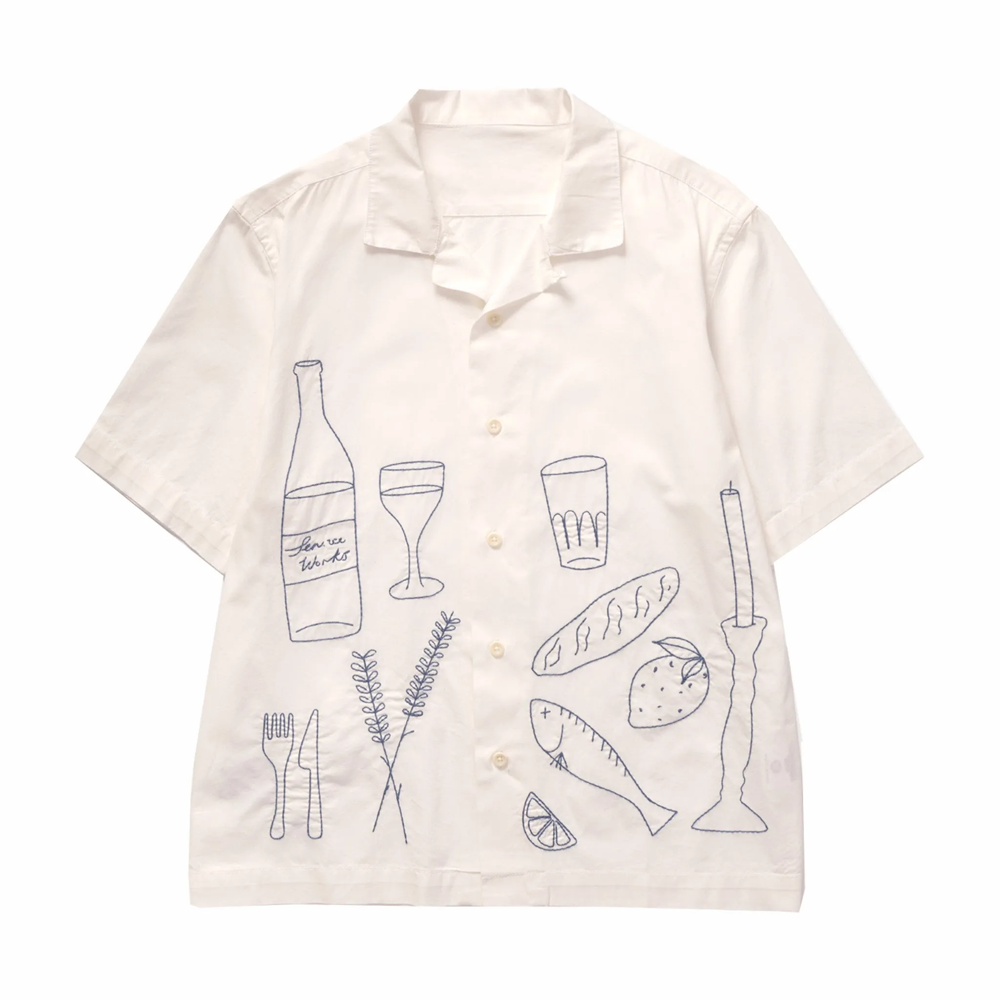Service Works Light Twill Picnic Short Sleeve Shirt (Off White)