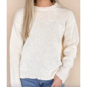 Shimmery Sequin Sweater - Off White