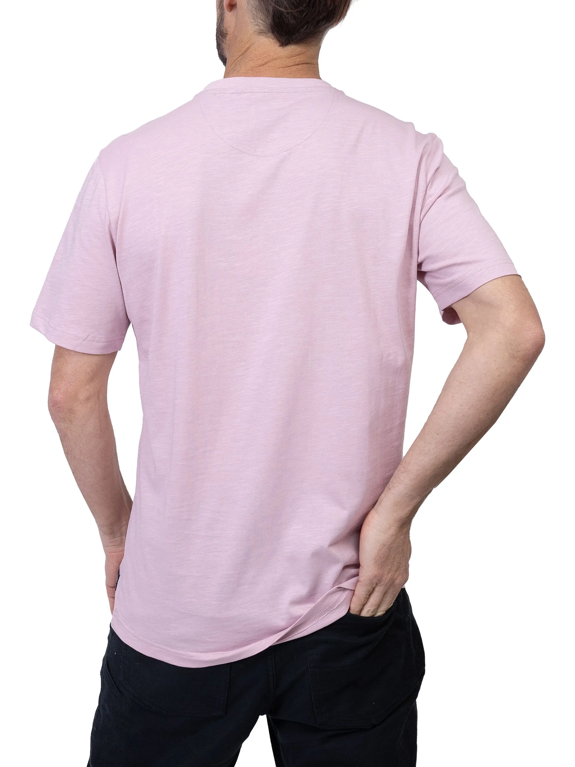 Silver Jeans Men's Slub Henley T-Shirt-Grey, Pink