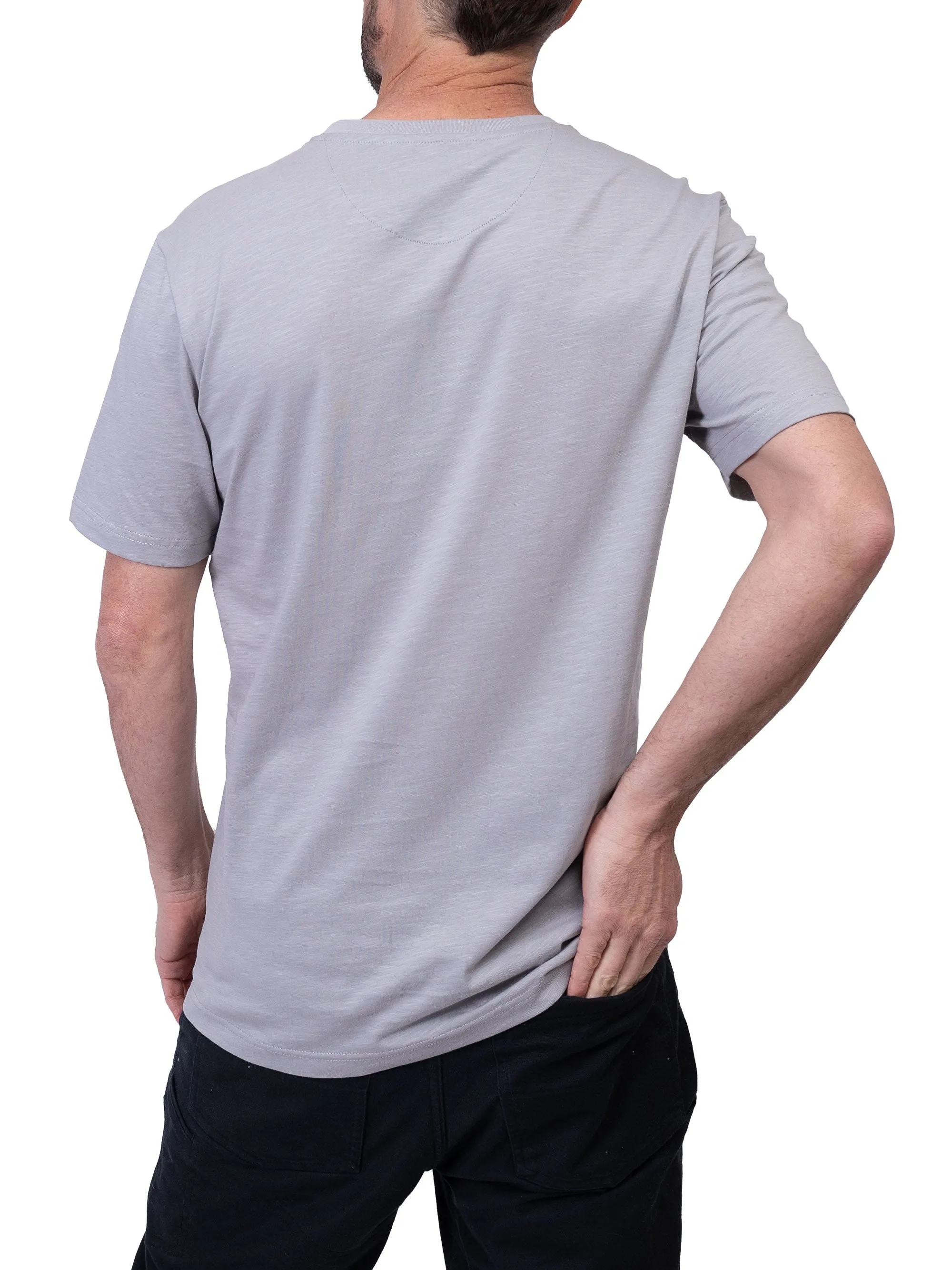 Silver Jeans Men's Slub Henley T-Shirt-Grey, Pink