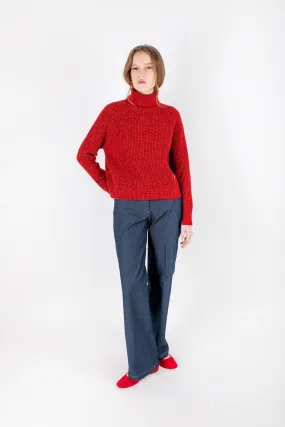 Simge - Wool Blend Turtleneck Red Sweater