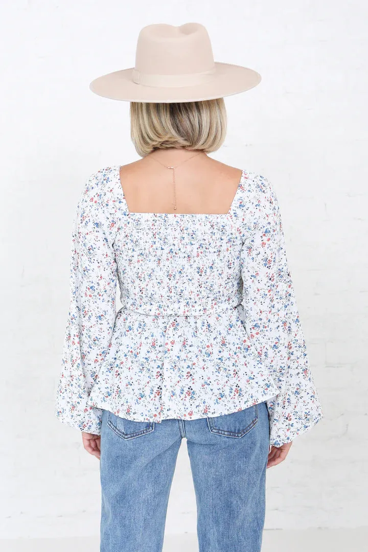 Smocked Long Sleeve Top