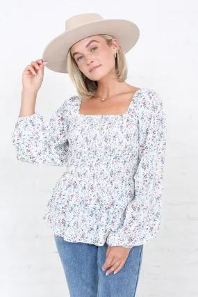Smocked Long Sleeve Top
