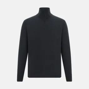 Smoke Grey Half-Zip Cashmere Jumper