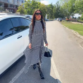 Stripe Flounces Dress DOA