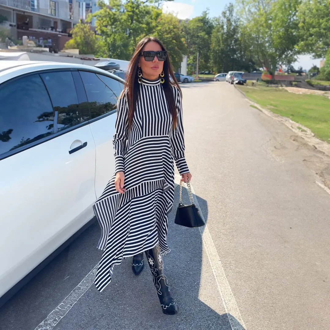 Stripe Flounces Dress DOA