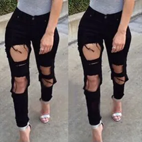Summer Skinny Ripped Denim Pants