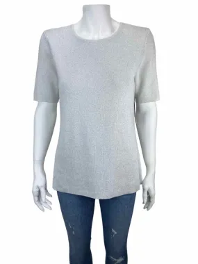 Tahari Arthur S. Levine Women's Lurex Sweater Silver Size L with Tags