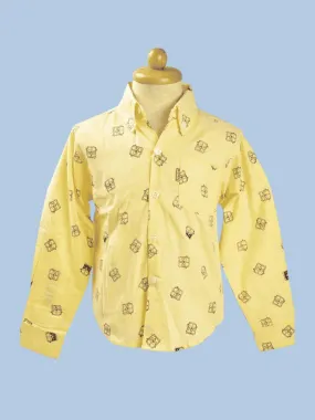 Thailand Bright Yellow Boys’ Shirt with Playful Camera Pattern – Full Sleeve Casual