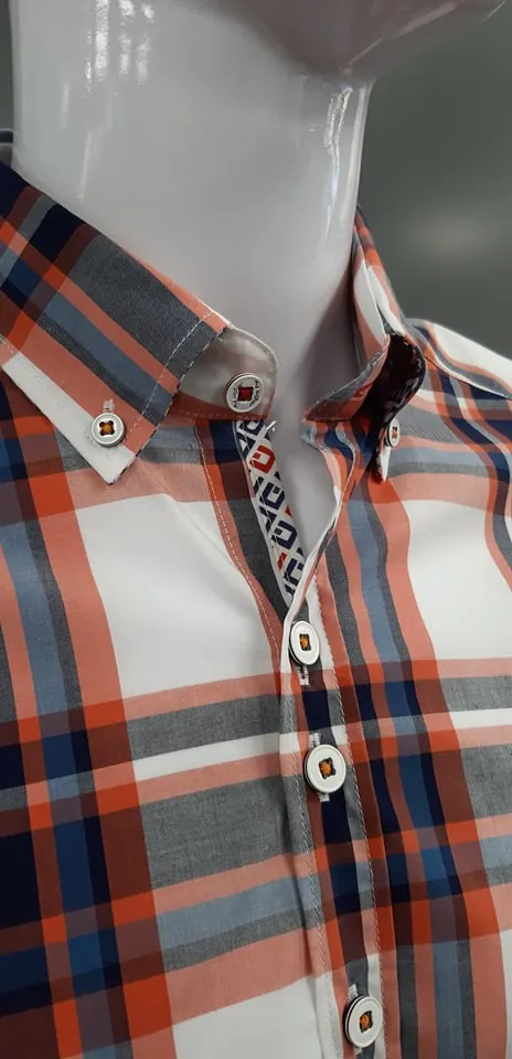 The Surf Car Paris Checked Shirt 8560 - Orange/Navy