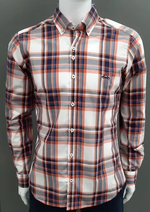 The Surf Car Paris Checked Shirt 8560 - Orange/Navy