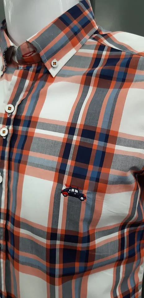 The Surf Car Paris Checked Shirt 8560 - Orange/Navy