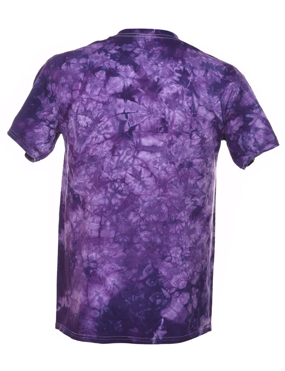 Tie Dye Purple Dragon Con Printed T-shirt - M
