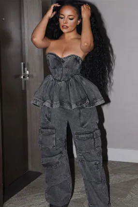 TJ0300 Denim Bustier Top