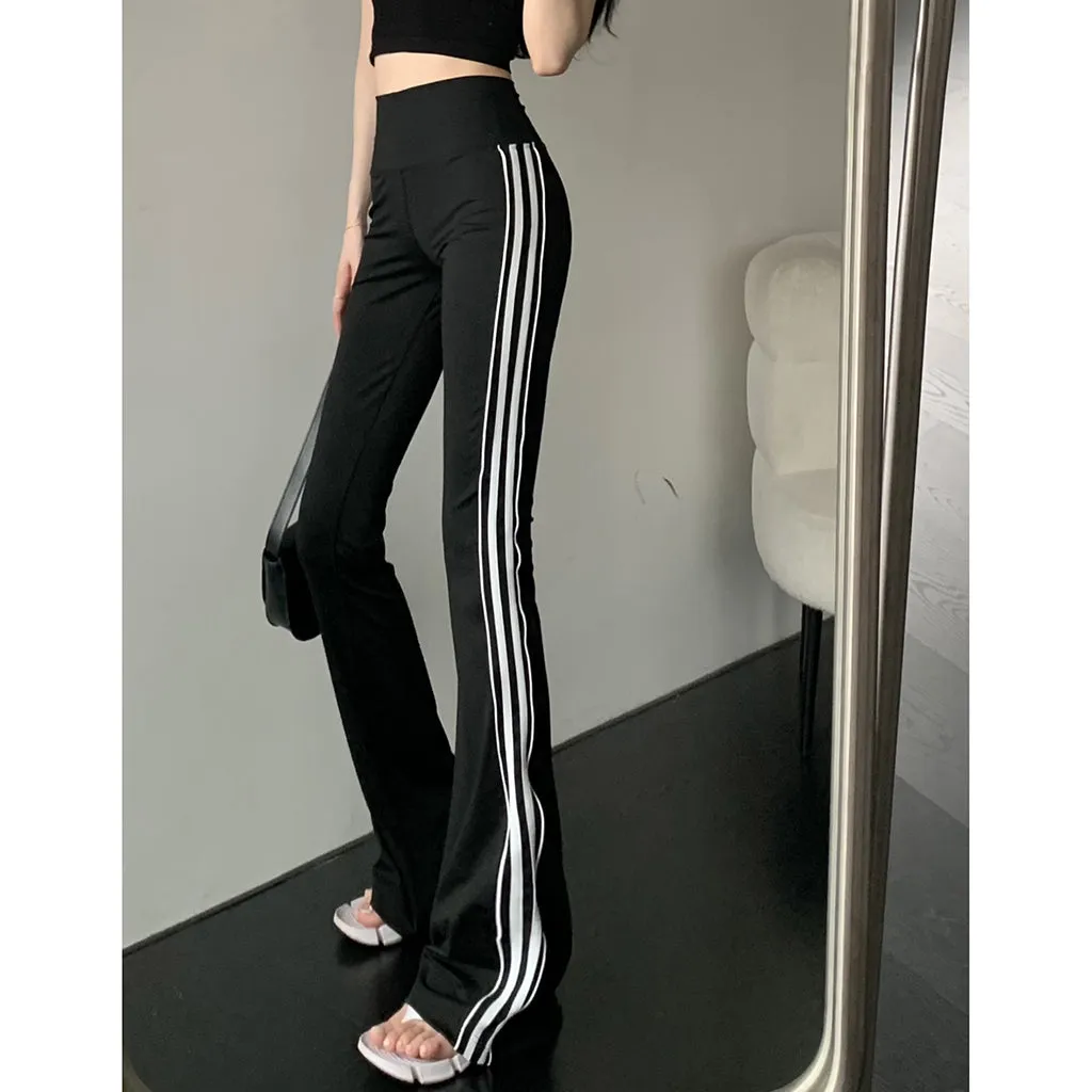 Vest Navel Strap Flared Side Stripe Yoga Pants