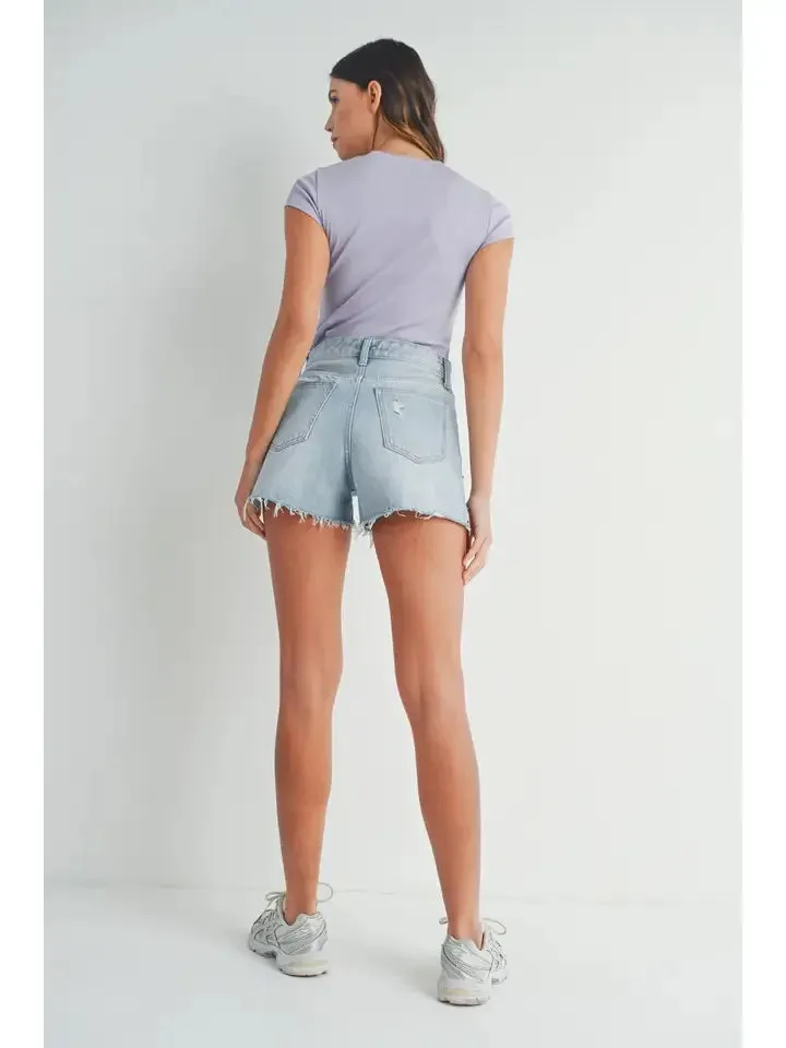VINTAGE FRAYED HEM SHORT DENIM