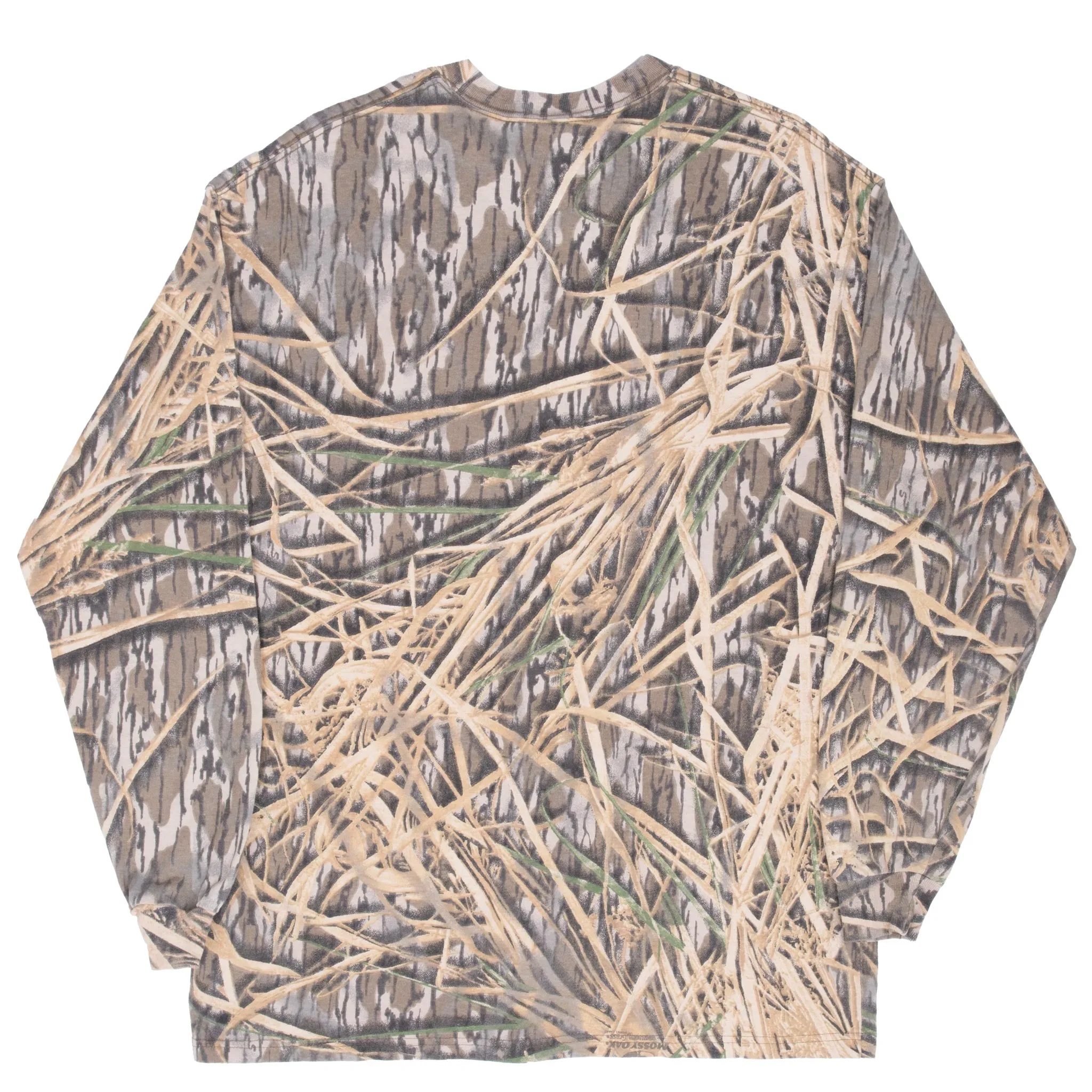 VINTAGE HUNTING MOSSY OAK SHADOW GRASS CAMO LONG SLEEVE POCKET TEE SHIRT XL