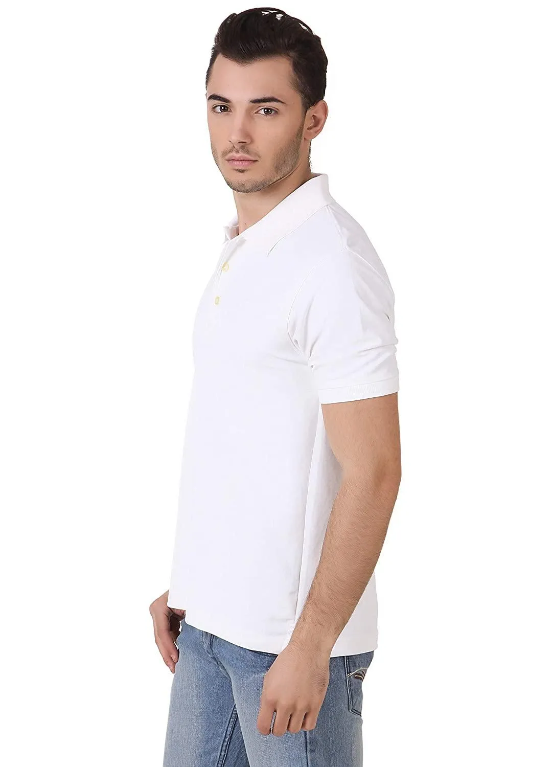 White Plain Collar T Shirt Dry Fit