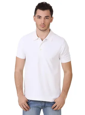 White Plain Collar T Shirt Dry Fit