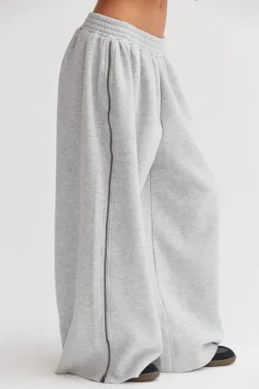 Wide-Leg Side Zipper Sweatpants