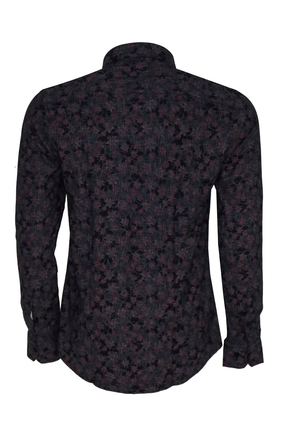 WSS Bloom Patterned Slim Fit Navy Blue Men Shirt  - Singen