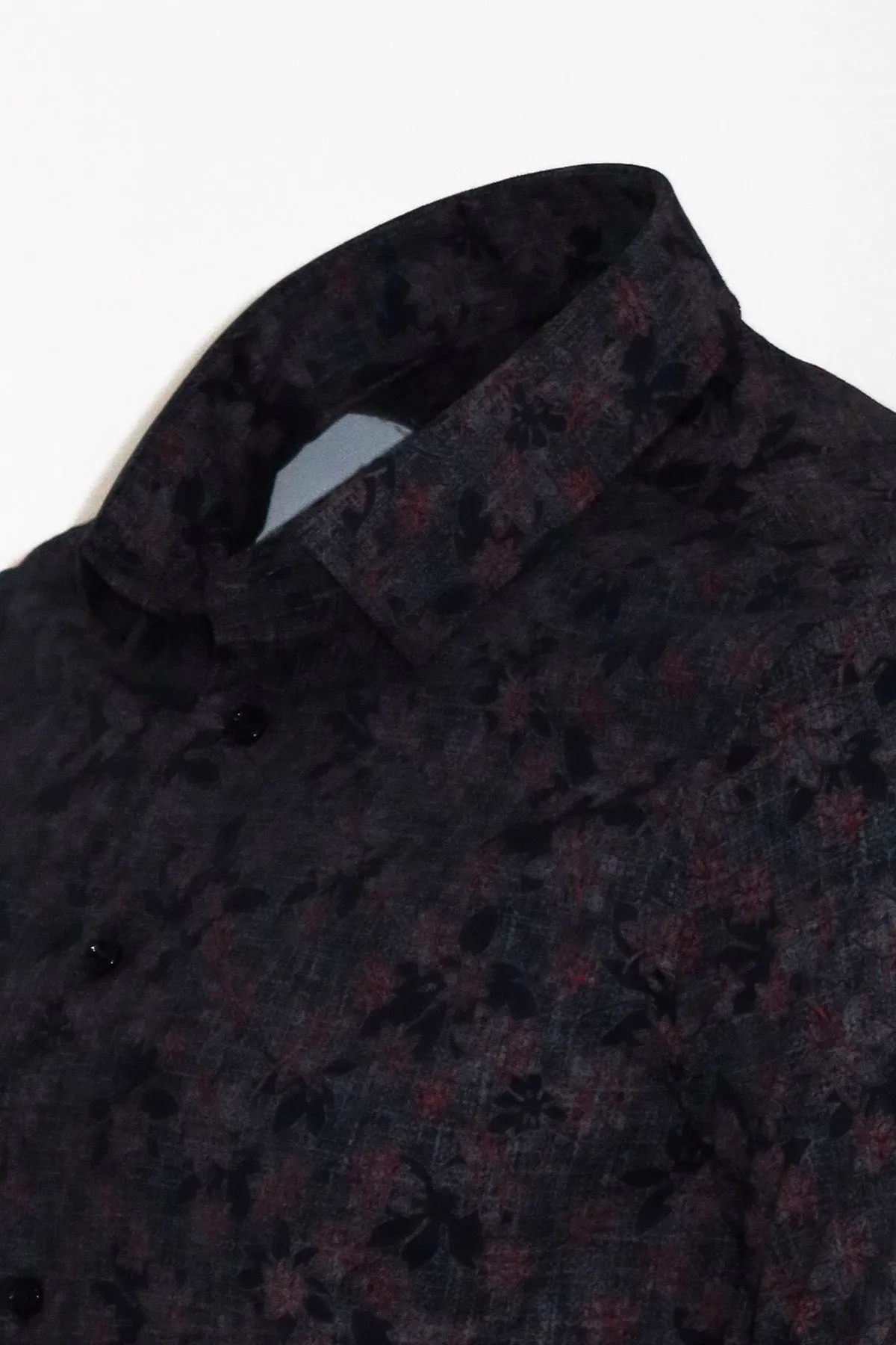WSS Bloom Patterned Slim Fit Navy Blue Men Shirt  - Singen