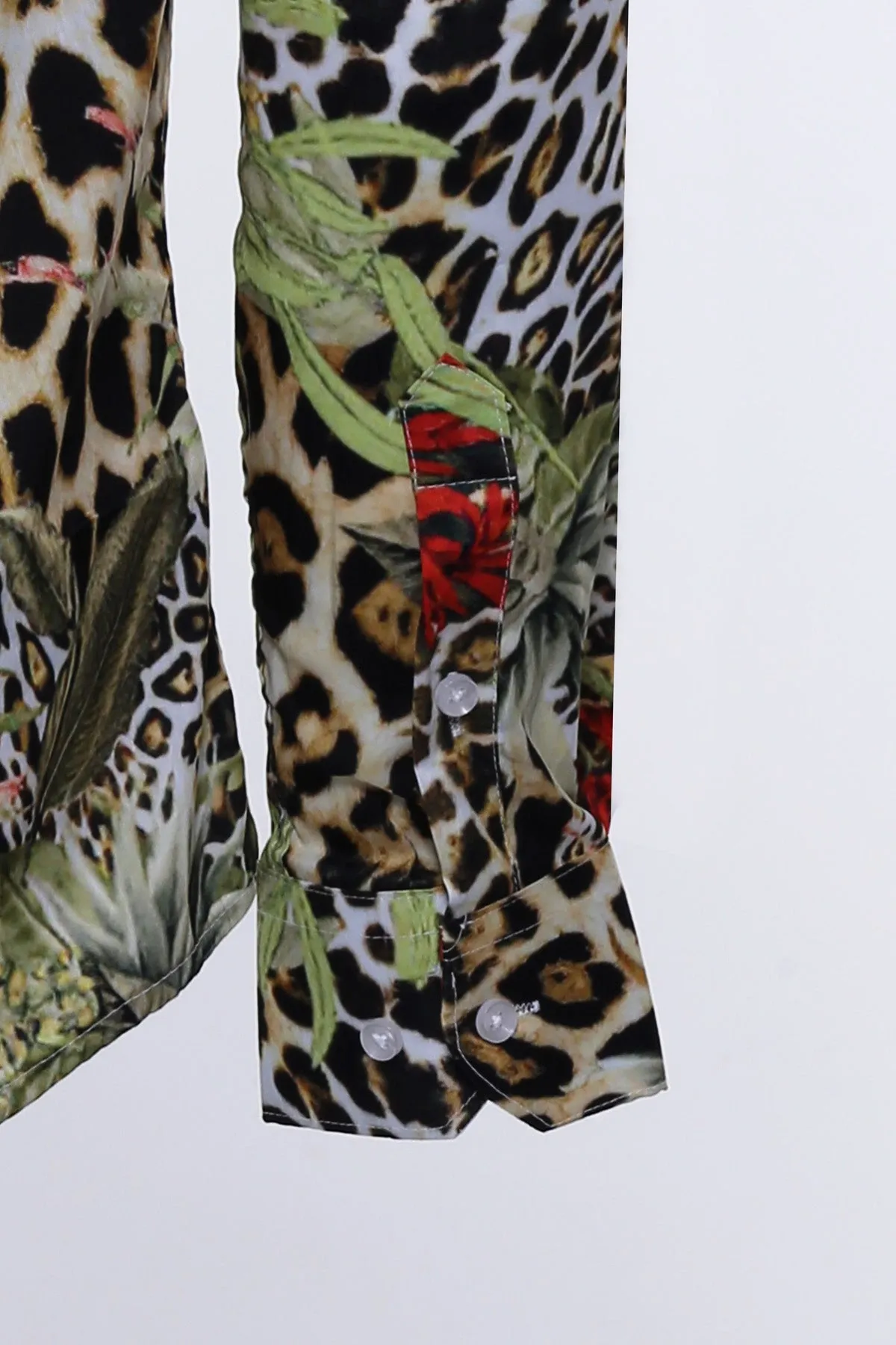 WSS Tiger Patterned Slim Fit Long Sleeves Multicolor Men Shirt  - Singen