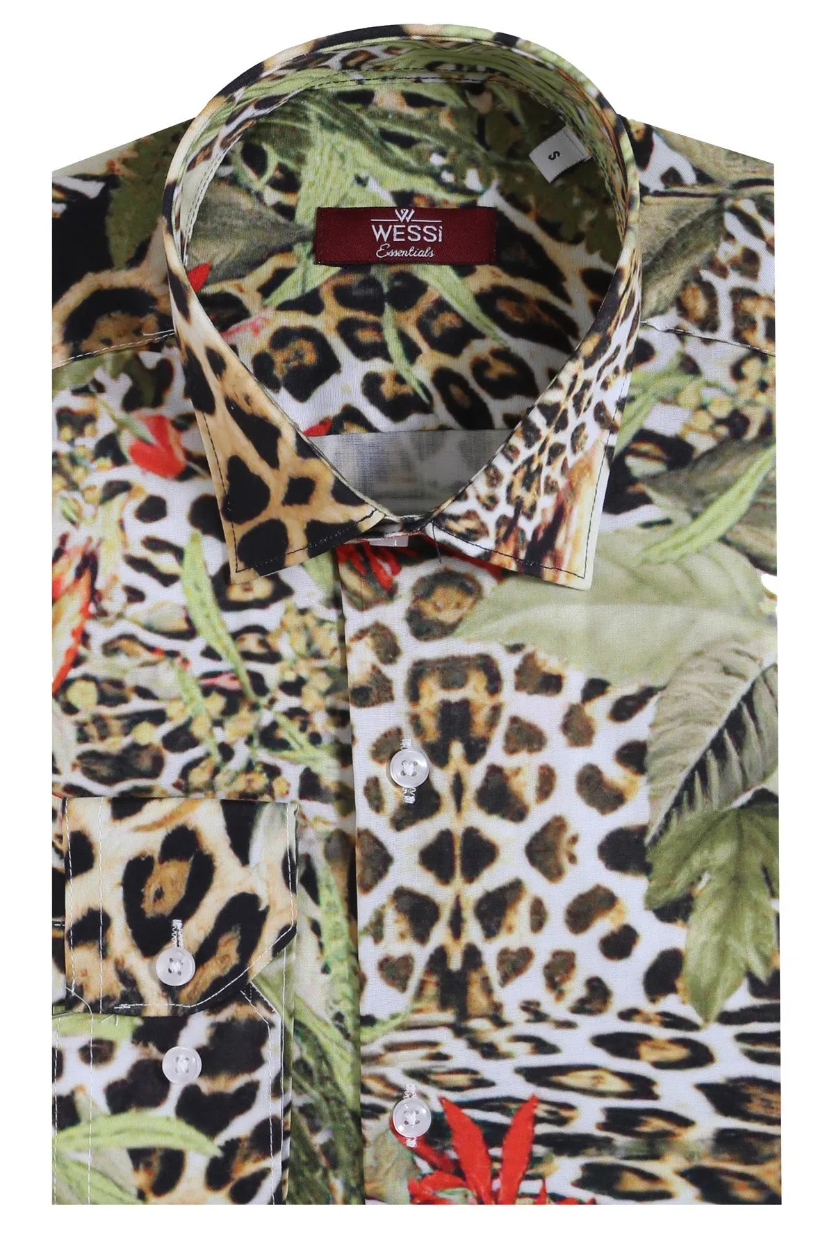 WSS Tiger Patterned Slim Fit Long Sleeves Multicolor Men Shirt  - Singen